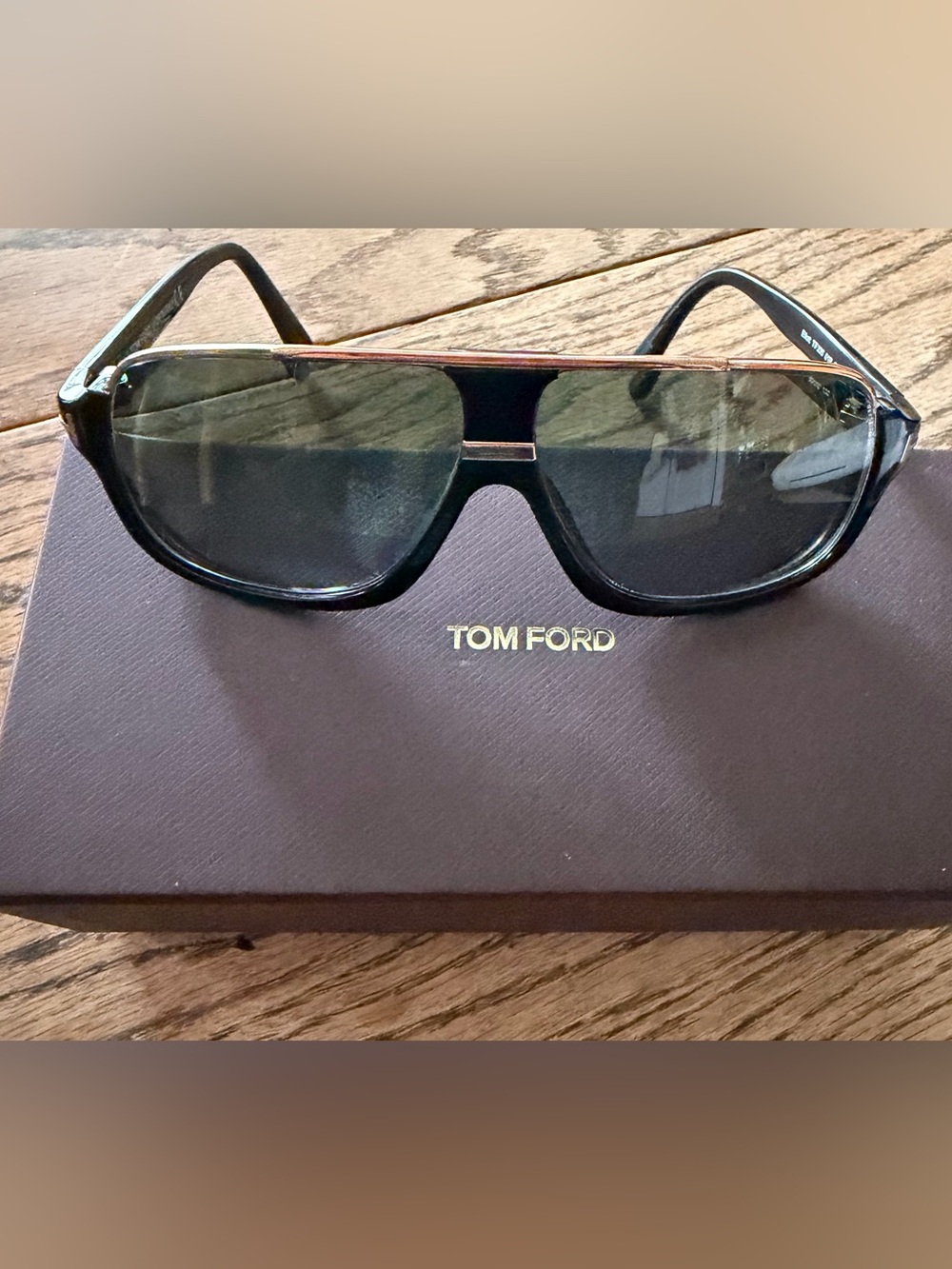 Tom Ford Black Sunglass Frames (only)with Gold Brow Accent